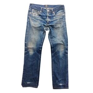 A.P.C. Petit Standard Jeans Mens 31x28 Blue Slim Straight Selvedge Distressed